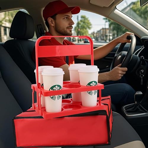 Miniatura 8 de Bodaon - Bolsa aislada para pizza para entrega y portabebidas portátil de plástico, 20"x 20"x 6", enfriador Doordashcalor para alimentos calientes,