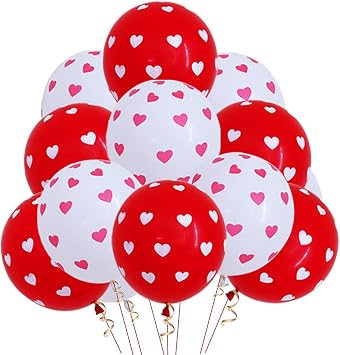Soochat Valentines Day Latex Balloons,Pack of 50 Heart Latex balloons for Valentines Day,Wedding,Propose,Marriage Brithday,Mothers Day Decorations 12 Inch
