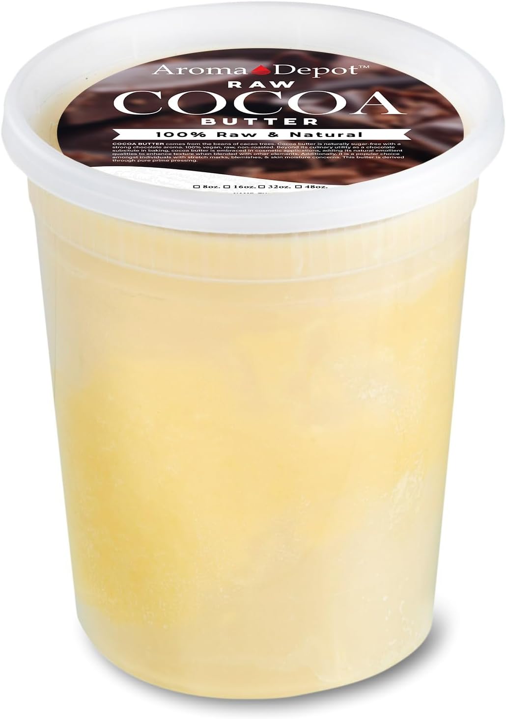 Aroma Depot 2lb / 32 oz Raw Cocoa Butter Unrefined 100% Natural Pure Great for Skin, Body, Hair Care. DYI Body Butter, Lotions, Creams Reduces Fine Lines, Wrinkles, used for eczema psoriasis