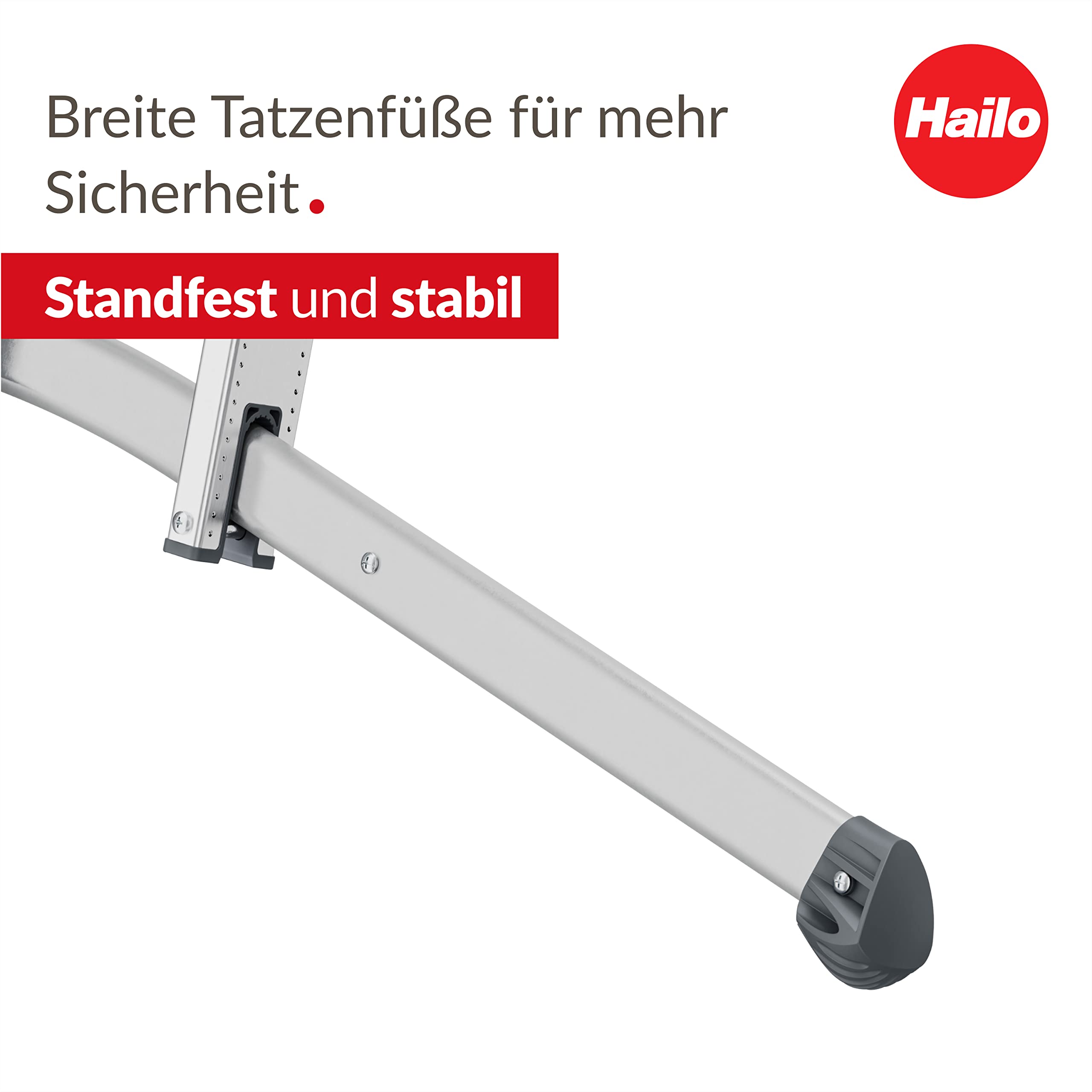 Hailo S98 ProfiLOT 3-teilige Alu-Kombileiter mit Lot-System - gleicht Unebenheiten aus - 3 x 12 profilierte Sprossen belastbar bis 150 kg - Leiter rostfrei - Silber