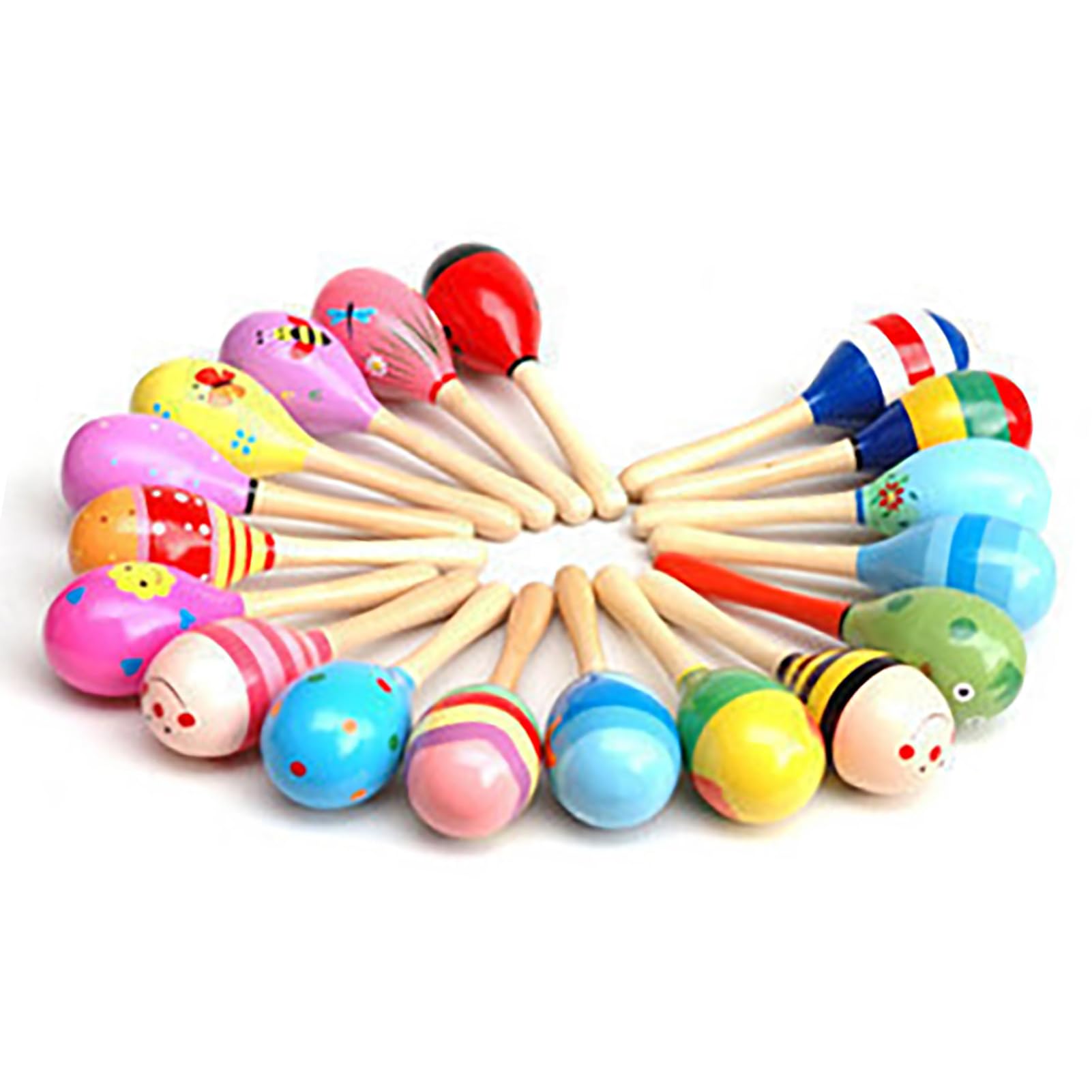 Wooden Maracas,Wood Festival Maracas, Cartoon Fiesta Maracas for 0 to 3 Years Old Toddler, Kids Toy Designs Noisemaker Party Decorations