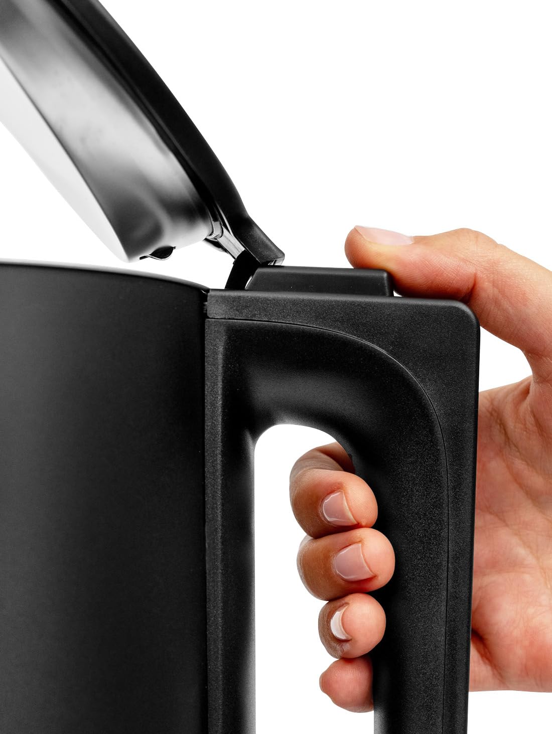 Wasserkocher 1,5L – 2200W, Doppelwand-Edelstahl, 360° Basis, Sicherheitsabschaltung, Einhanddeckel, Serie ONE in dittert DARK