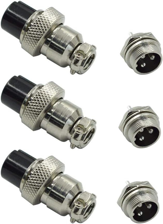 Amazon.com: HONJIE 3 Pin Metal Male Female Thread Panel Connector 16mm ...