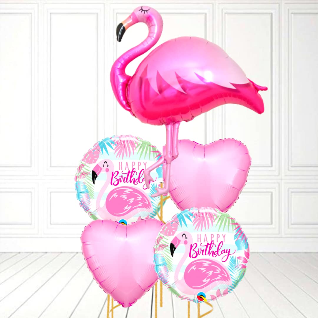Party town Flamingo Helium Supported Foil Balloons Combo For Balloon Bouquets | Birthday Party | Theme Party | Baby Shower For Boys And Girls Birthday Decoration (Pack Of 5) (Flamingo),Pink