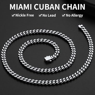 ChainsHouse Cuban Link Chain for Men, Stainless Steel Waterproof Necklace
