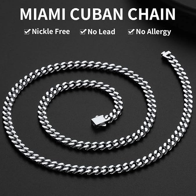 ChainsHouse Cuban Link Chain for Men, Stainless Steel Waterproof Necklace