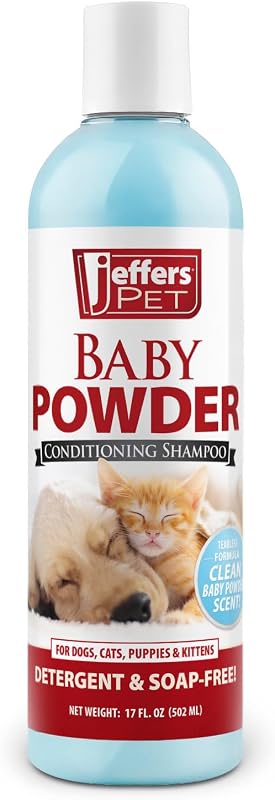 Shampoo Concentrado Sem Sabão Baby Powder para Cães e Gatos Jeffers, 17 oz