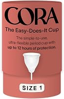 Cora Menstrual Cup Size 1 - Premium Medical-Grade Silicone Reusable Cup for Light to Moderate Flow, Beginner-Friendly