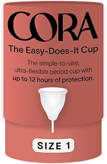 Cora Menstrual Cup Size 1 - Premium Medical-Grade Silicone Reusable Cup for Light to Moderate Flow, Beginner-Friendly