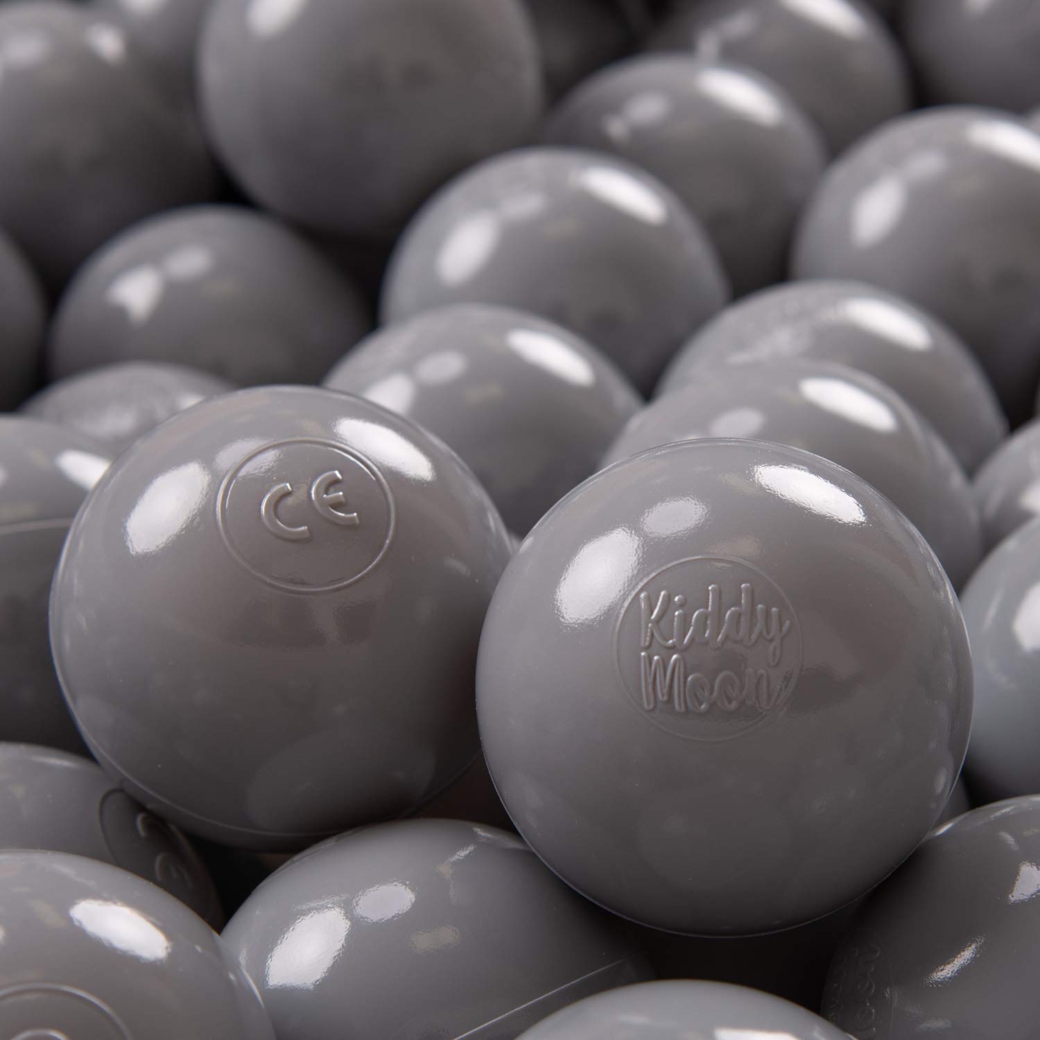 KiddyMoon 100 ∅ 7Cm/2.75In Soft Plastic Play Balls For Children Colourful Certified Made In EU, Grey — image 1