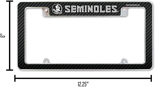 Miniatura 47 de Rico Industries NCAA Carbon Fiber 12" x 6" Chrome All Over Automotive License Plate Frame for Car/Truck/SUV