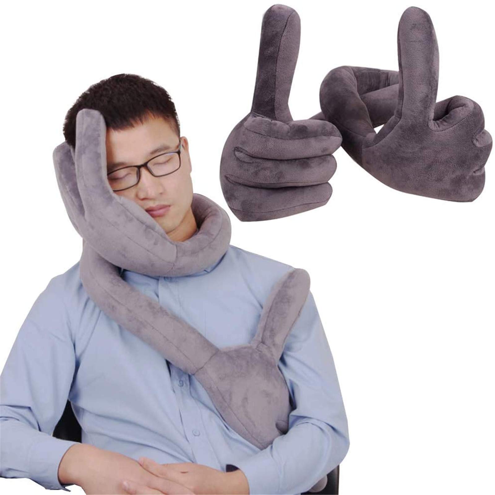 Nuque douloureuse en voyage ? Le coussin JZ Palm ajustable gris vous soulage