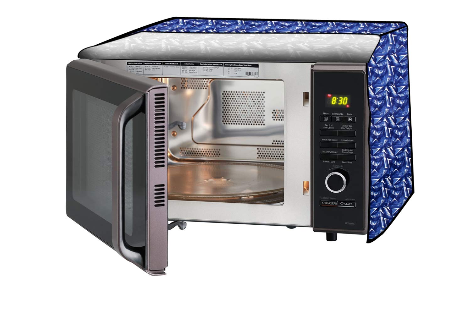 StylistaMicrowave Oven Cover for Whirlpool 25 L Convection Magicook Elite Frieze Pattern Blue