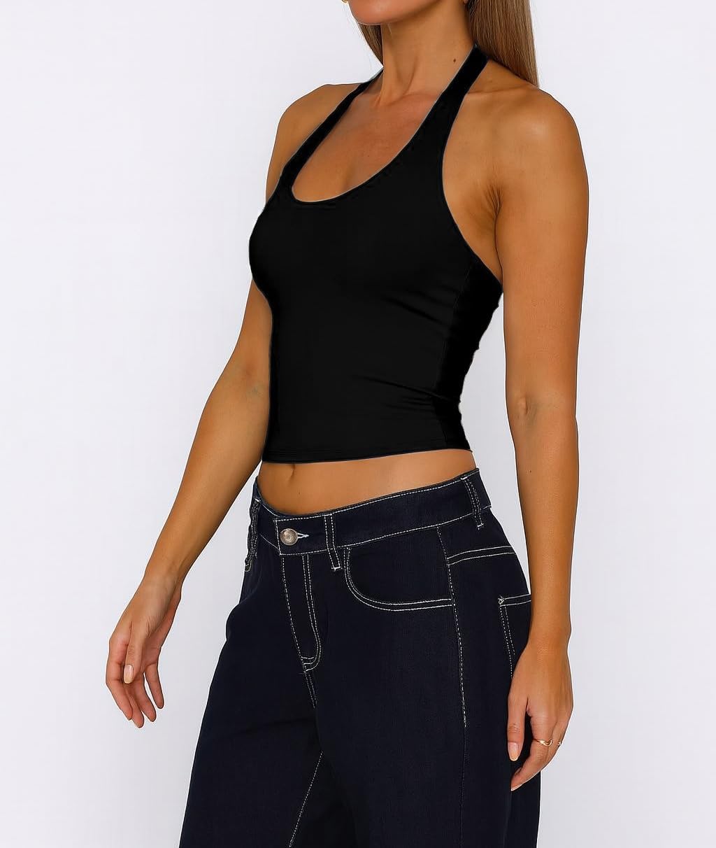 ForeFair Women Sexy Halter Neck Backless Going Out Tops Open Back Sleeveless Slim Fit Y2k Summer Tops - Image 4