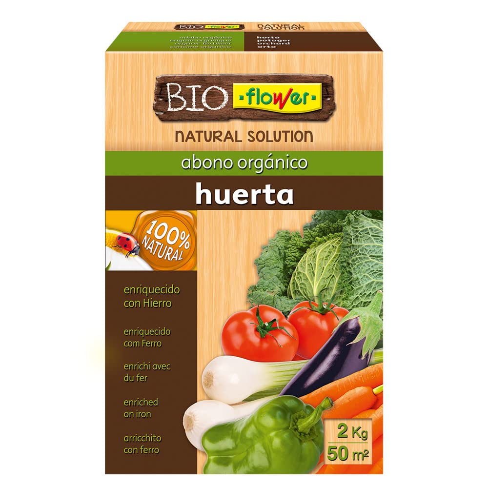 Flower - Abono Orgánico Huerta de 2 kg | Abono para Huerto y Jardín | Evita Pérdida de Agua y Nutrientes | Para Todo Tipo de Plantas, Tamaño 20.4x7.5x31 cm, Abono Sólido