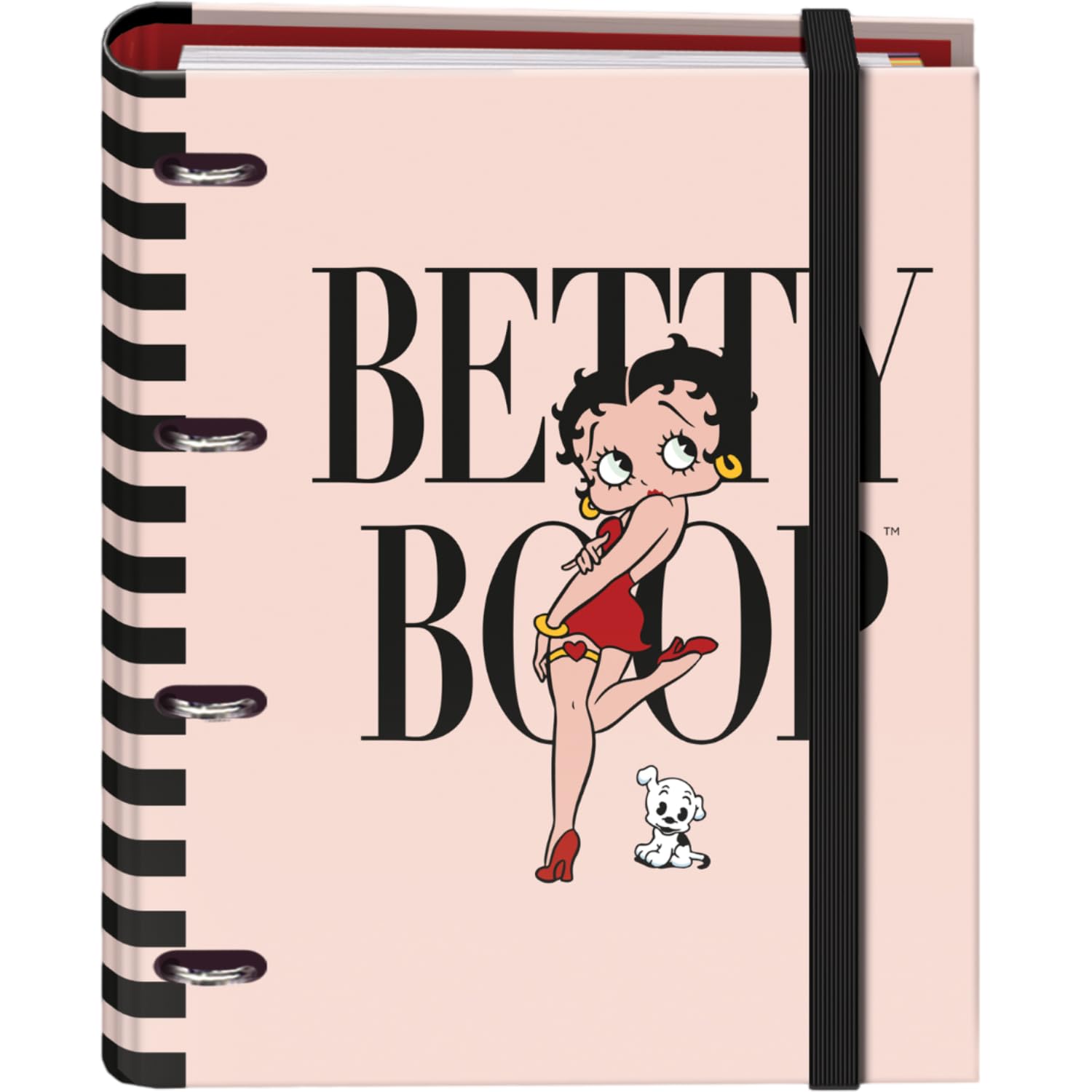 Dohe Betty Boop Ordner mit 4 Ringen, 100 Blatt, A4, Gummiverschluss, 4 farbige Trennblätter, Dokumententasche, Papier 90 g/m², Kompressor, Schulmaterial