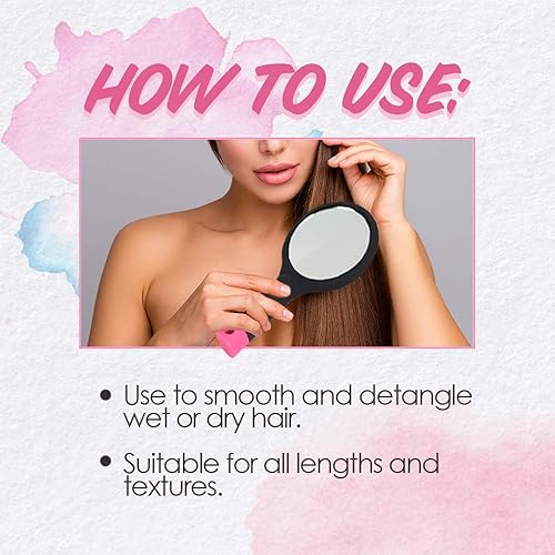 Miniatura 6 de Punky Wet Brush - Cepillo desenredante para cabello con espejo, cepillo desenredante antiencrespamiento para cabello húmedo y seco, cerdas