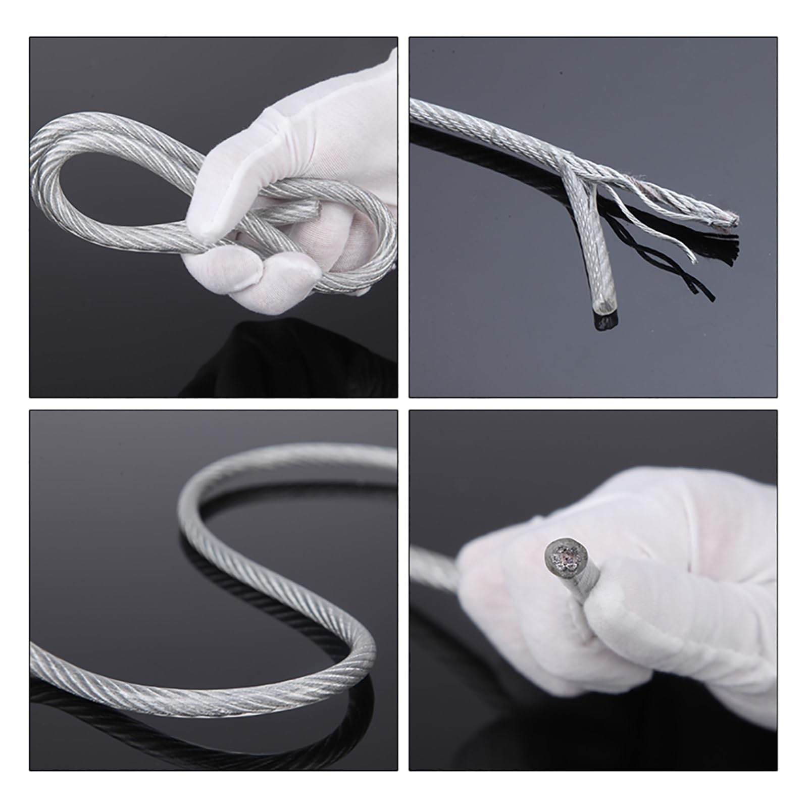 Linka stalowa nierdzewna, Lina stalowa 7x7 ze stali nierdzewnej 304 powlekana PVC 0,8 mm-5 mm 1 m-10 m(3mm-10meter)