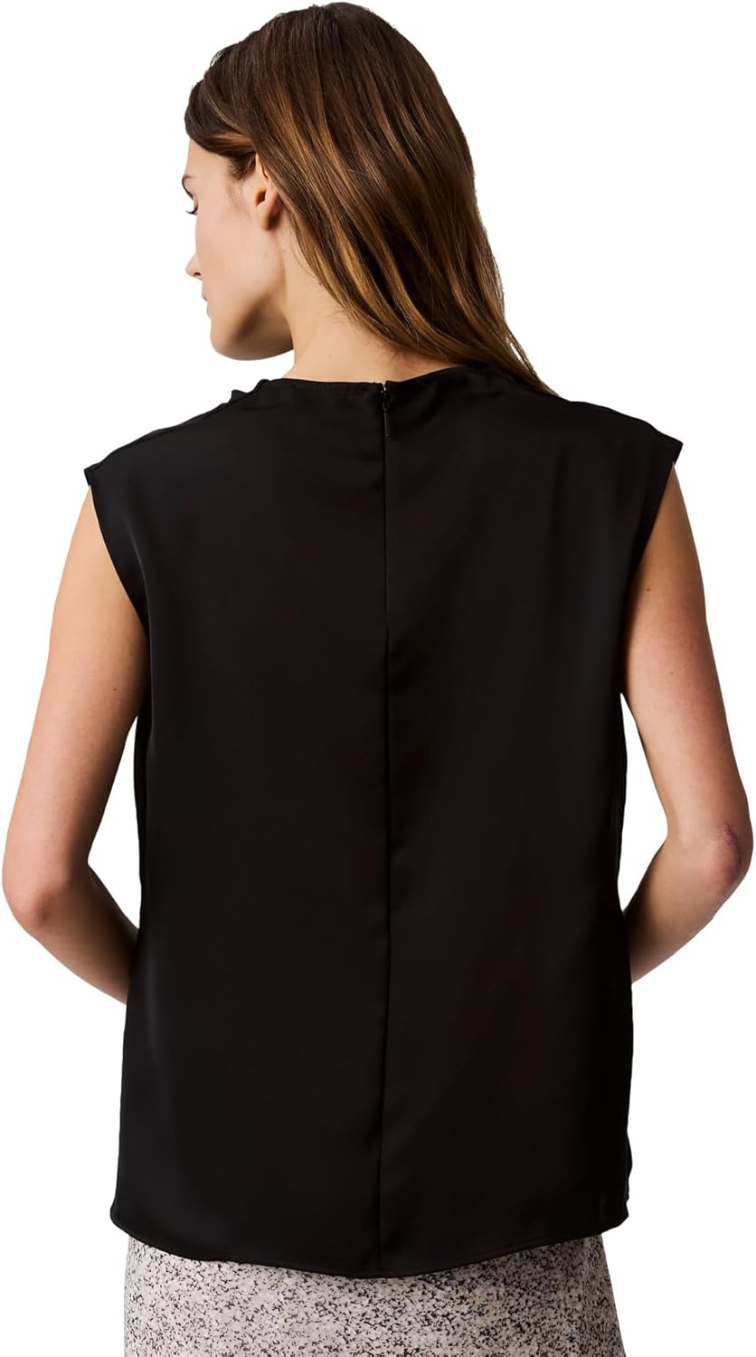 Calvin Klein Jeans Womens Satin Cowl Neck Blouse - Image 2