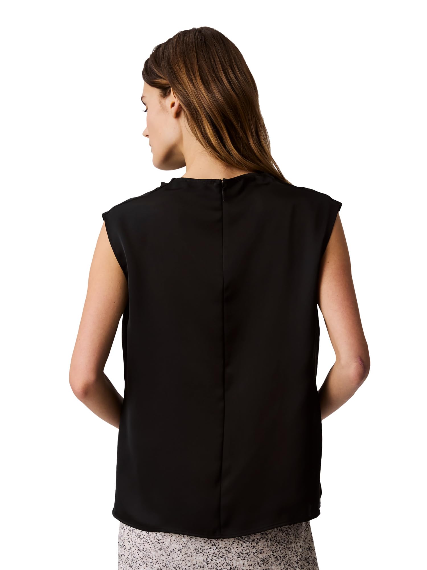 Calvin Klein Satin Cowl Neck Blouse Blusa de satén con Cuello drapeado Mujer