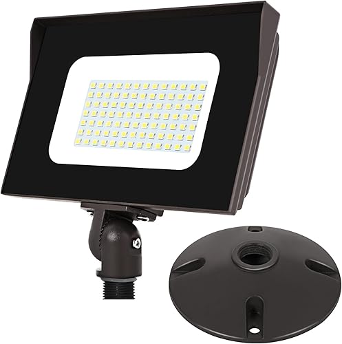Tesoorda Luces de inundación LED para exteriores, 60W 7200LM IP65, impermeable, ajustable, montaje en nudillos, luz LED de seguridad, equivalente a