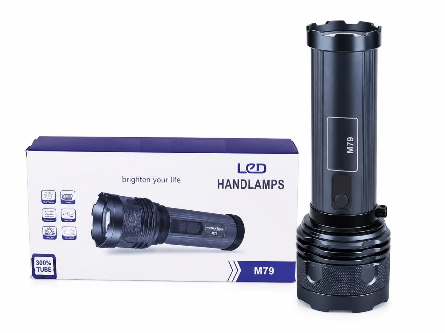 RL-M79 300W Rechargeable LED Torch with Zoom Focus & Side Light, High Power Long Range Flashlight for Camping, Trekking, Security-image-48