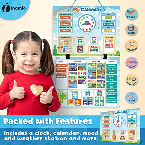 Magnetic Kids Calendar For Learning - Classroom, Preschool Magnet Calendar For Kids - Days Of The Week Chart For Toddlers - Today, Monthly And Weather #TOP5