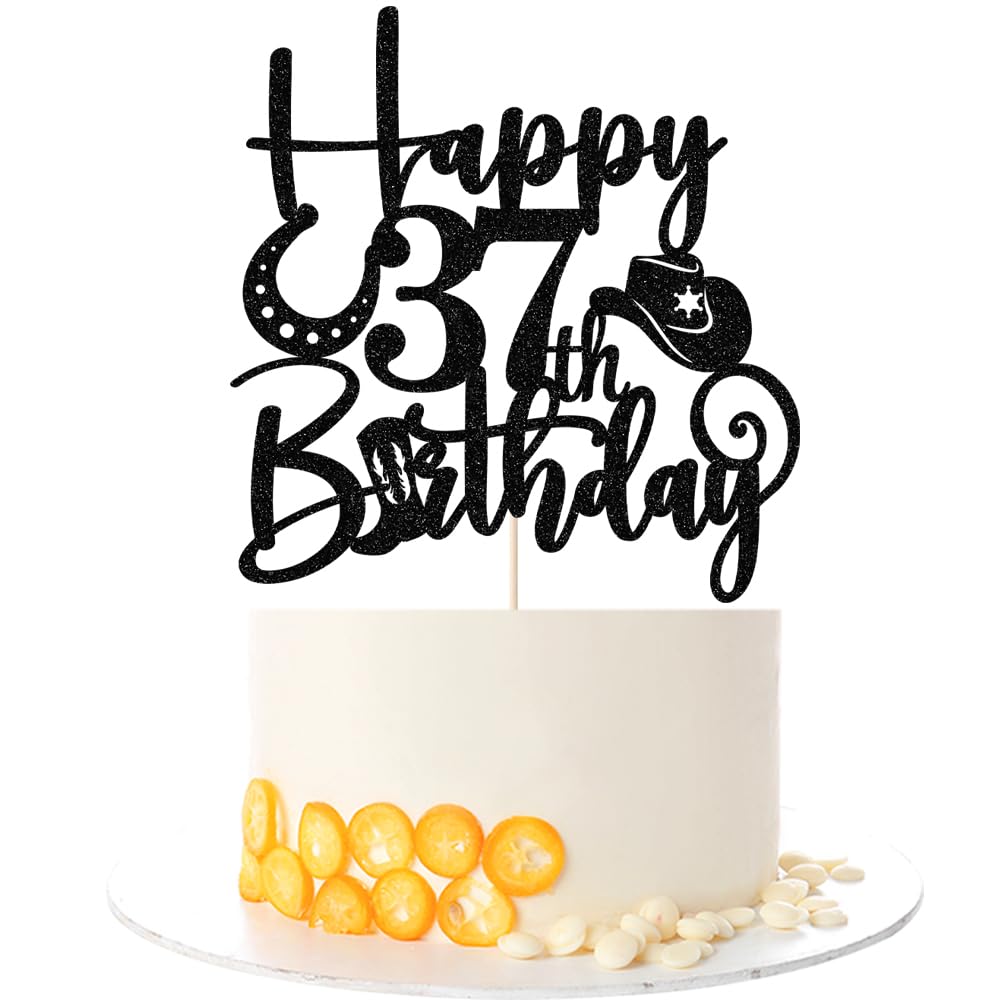 Kaoenla Cowboy Cake Topper-cowboy theme Happy 17th Birthday Decor,17th Birthday/Anniversary Party Decorations (37th) — image 1