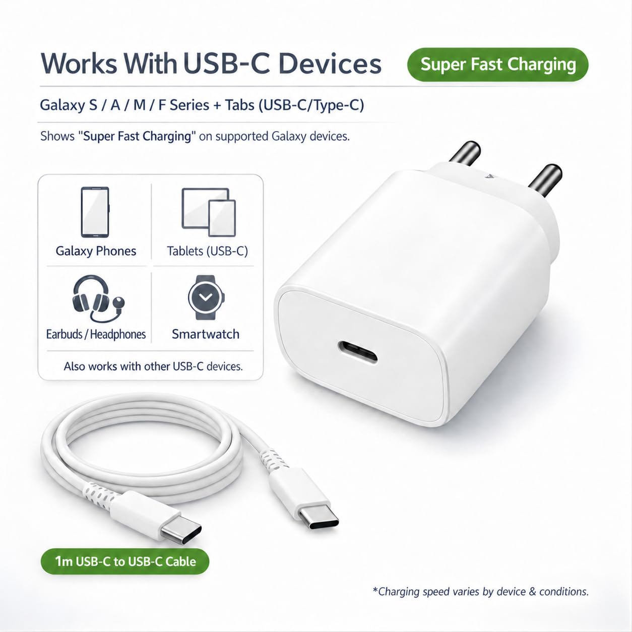 25W Charger for Samsung with Type C Cable | Super Fast Charging for Galaxy S26/S25 Ultra, S24 FE, A56/A36, M15/M17/M55 5G, F15/F55/Z Fold & S/A/M/F/Z Series - BIS Certified — Amazon image 2