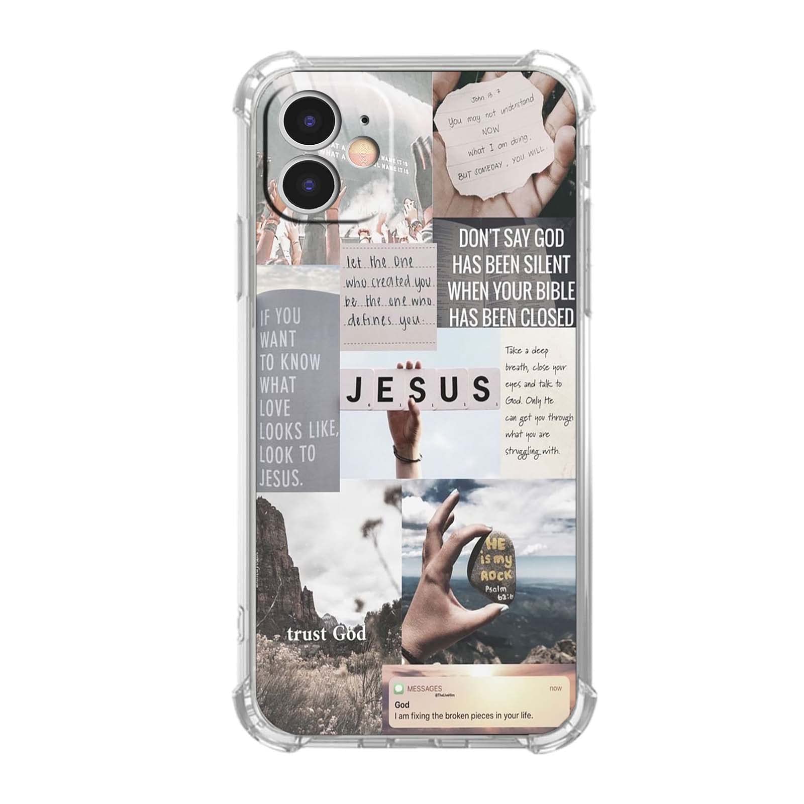 Nsyosio Jesus Quotes Case for iPhone 11,Christian Bible Verse Collage,Unique Trendy TPU Bumper Case Compatible with iPhone 11