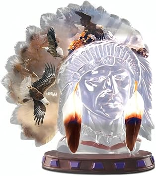 The Bradford Exchange Mystic Canyon Spirits in The Wind Collection Handcrafted Native American Crystalline Warrior and Eagle Sculpture by Ted Blaylock 6"-Inches