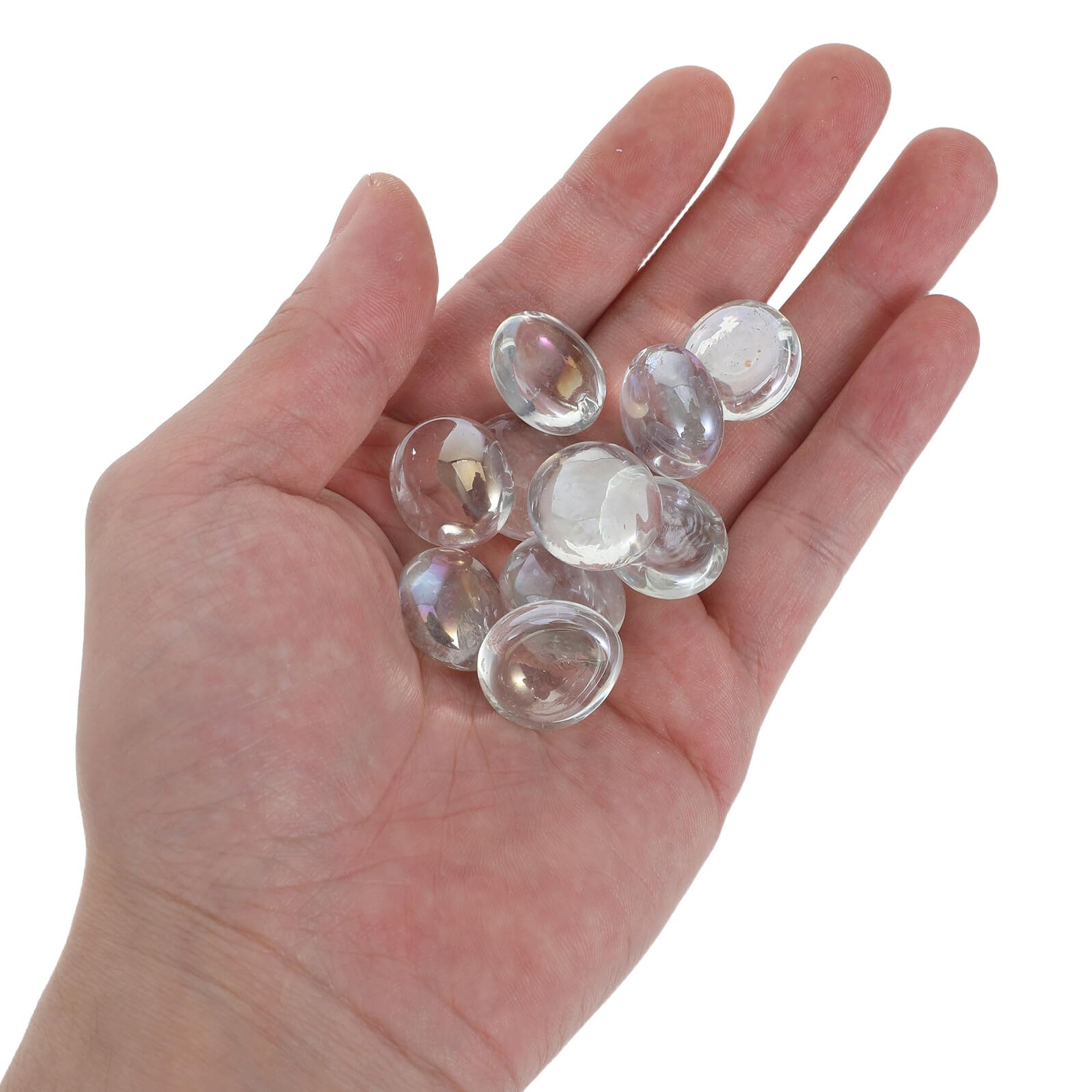 Sassi di Vetro Piatti e Trasparenti 17-19 Mm per Decorazioni da Giardino e Terrari, Resistenti allo Sbiadimento alla Scheggiatura, Confezione da 1800g