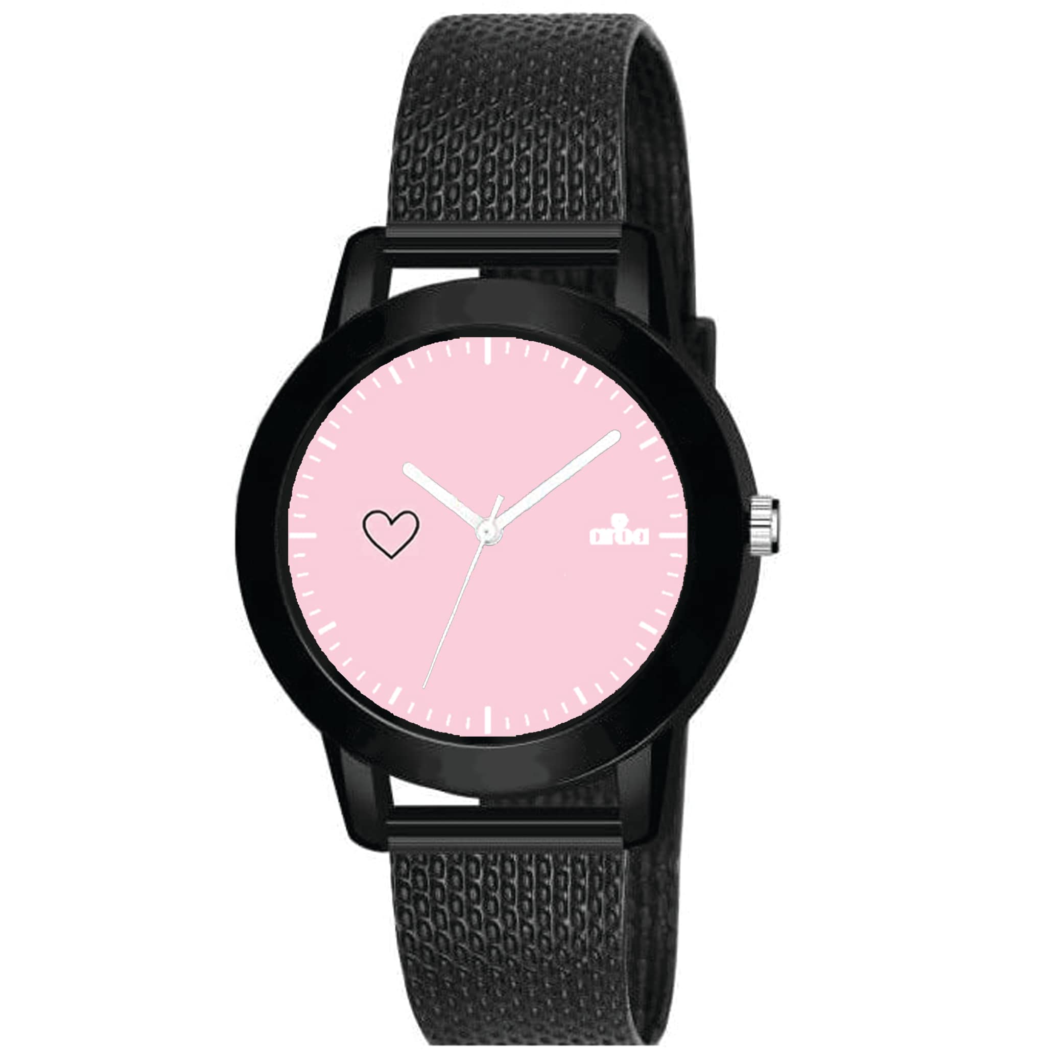 AROA Watch for Womens with Pastel Pink Heart Model :620 in Black Metal Type Rubber Analog Watch Pink Dial for Women Stylish Watch for Girls (B0C6HWRPVR) Amazon Price History, Amazon Price Tracker