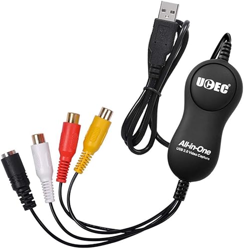 Miniatura 6 de UCEC VHS a kit de convertidor digital, dispositivo de captura de video RCA a USB 2.0, convertidor VCR a digital, dispositivo de tarjeta de captura