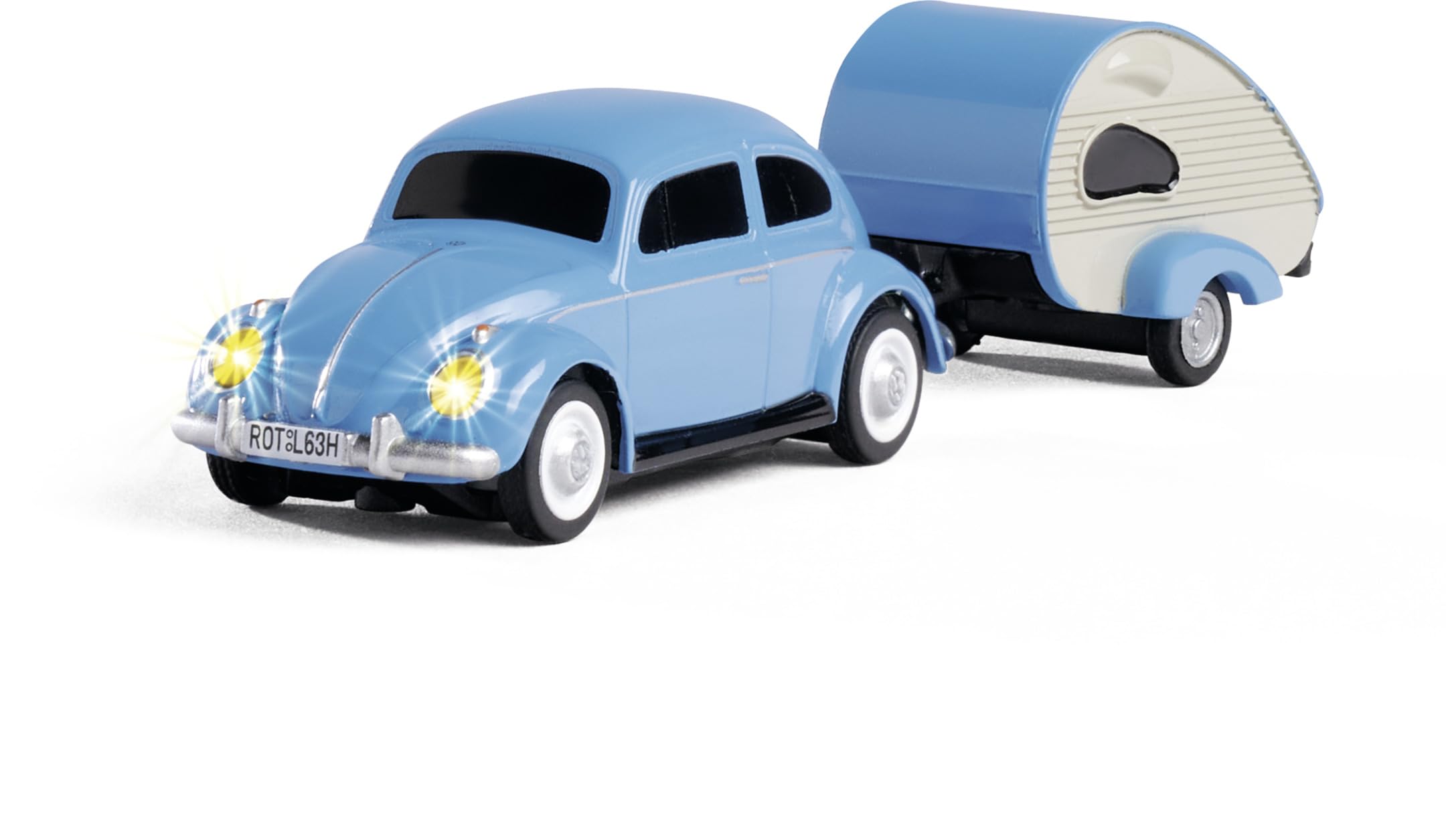 Carson 500504148 1:87 VW Beetle mit Anhänger 2.4G 100% RTR - Fahrfertiges Modell, RC Auto, H0 Auto,RC Modell,Diorama Fahrzeug