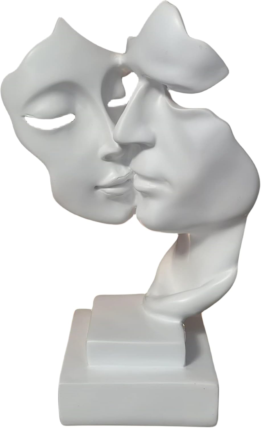 Couples Kiss Sculpture,White Thinker Resin Statue Ornaments,Silence is Gold Abstract Art Figurine,Abstract Style Sculptures,Living Room Desk Decorations,Bookshelf Decorative Objects