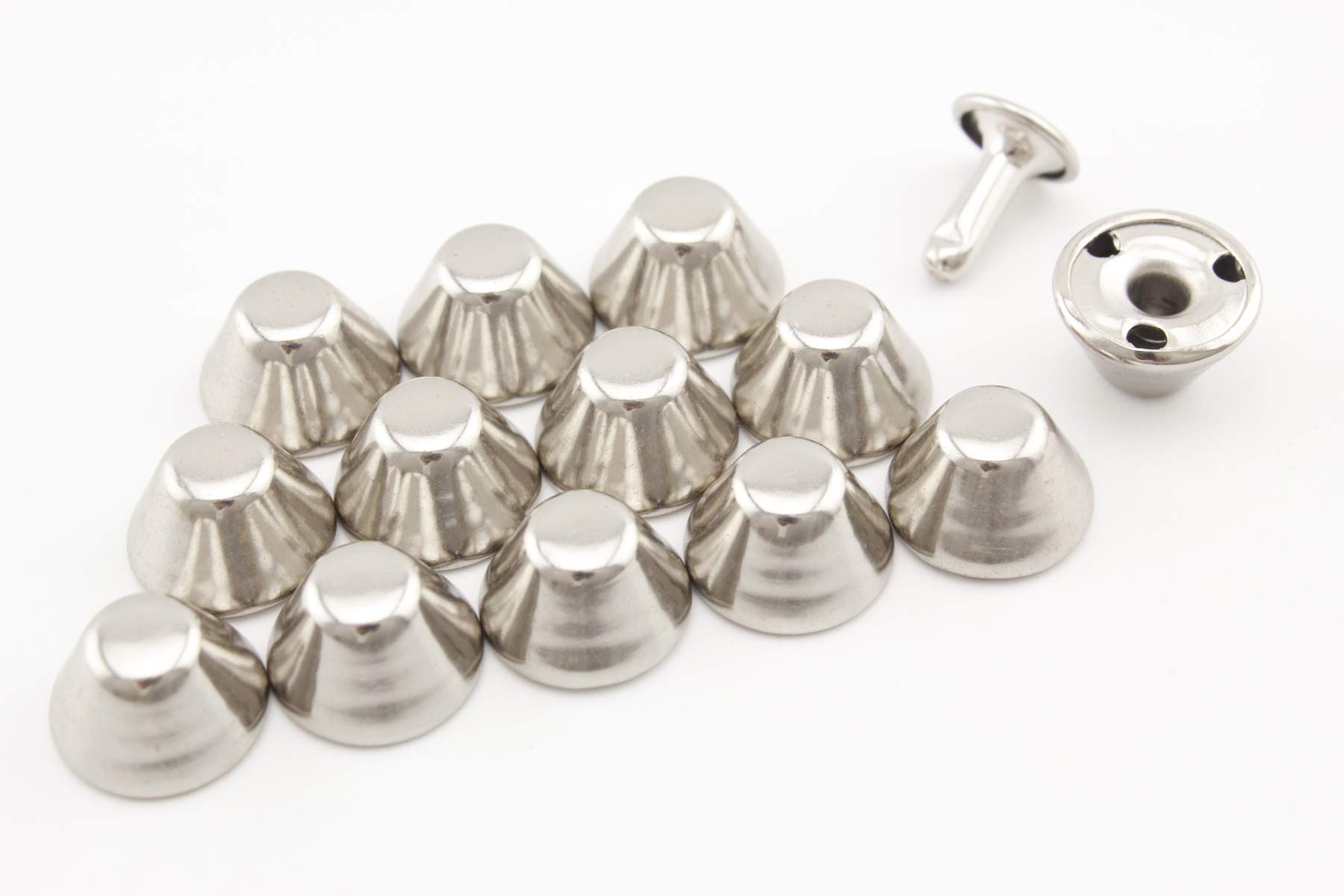 Nickel, 12mm Barrel Riveted Purse feet,Purse feet Rivets Spike Rivet Studs Spots Leather Rivet for Bag Making, Clothing, Shoes. 30 Sets per lot G6