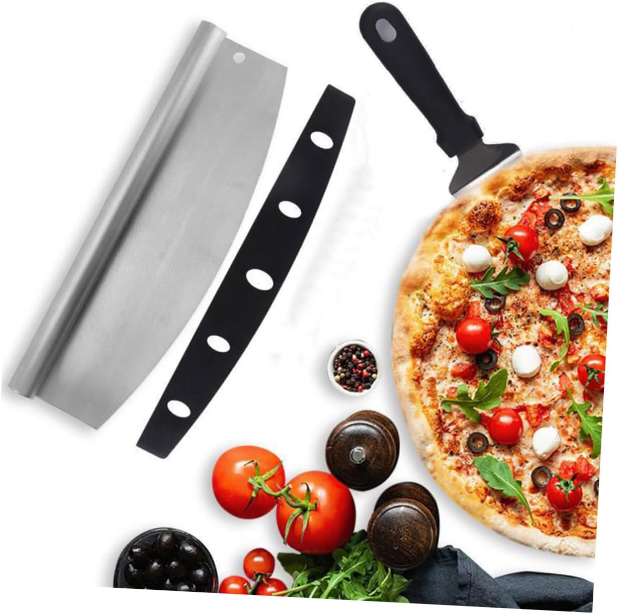 Homoyoyo Pizza Cutter and Triangular Pizza Peel Set 2pcs Stainless Steel Kitchen Baking Tools with Pp Cover Portable for Homemade and Commercial Use