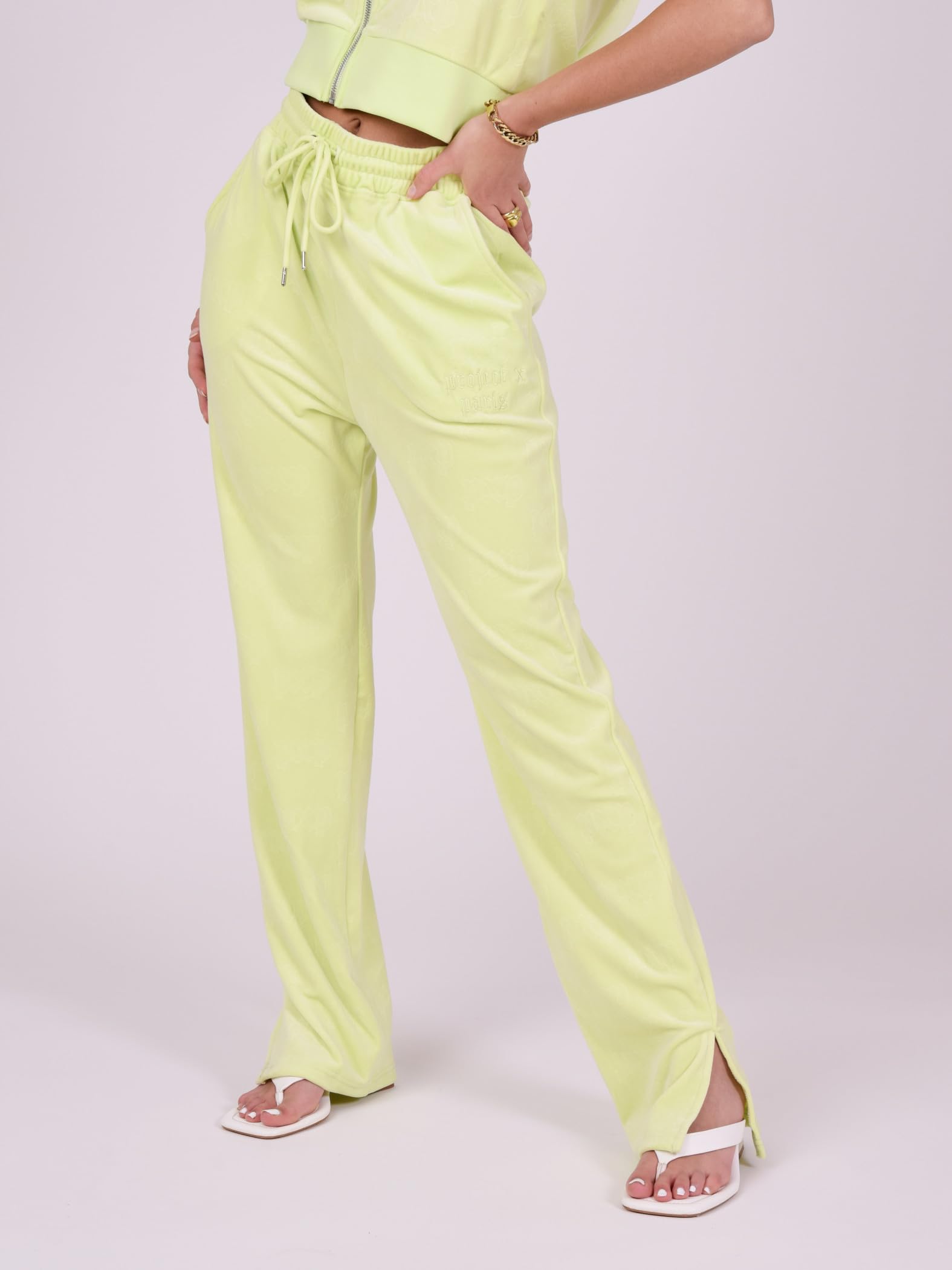 Pantalon Ample Velours Jaune Fluo L Project X Paris pour Style Urbain Fatigué du Terne