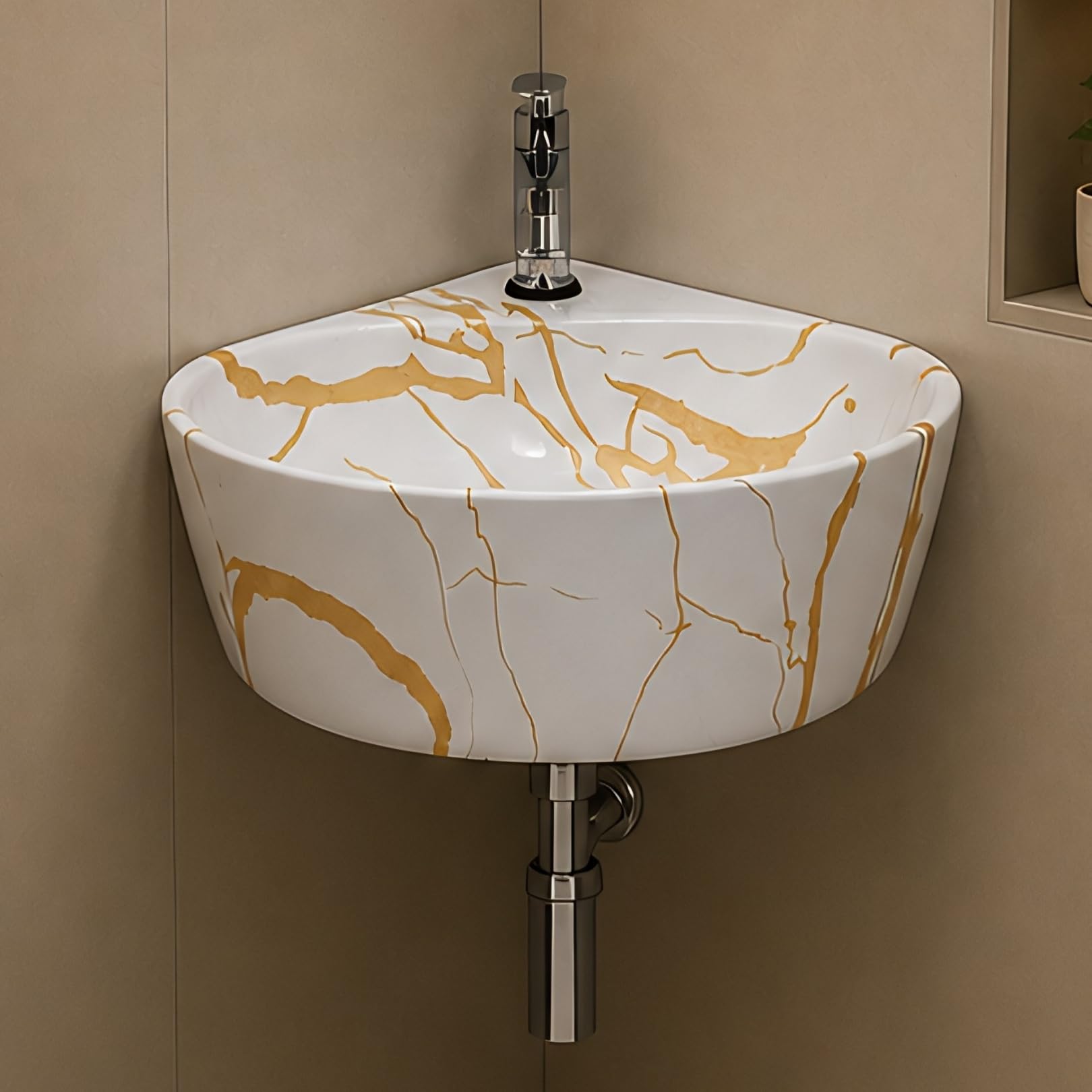 Reyal Corner Sink - Space-Saving Ceramic Wash Basin -31 Reyal Corner Sink - Space-Saving Ceramic Wash Basin -31