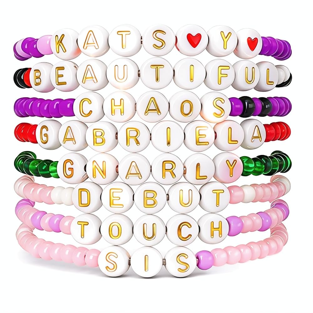 COGU 8PCS KATSEYE Merch Bracelets BEAUTIFUL CHAOS TOUR Album Inspired Friendship Bracelets Gifts for Fans Concert Outfits
