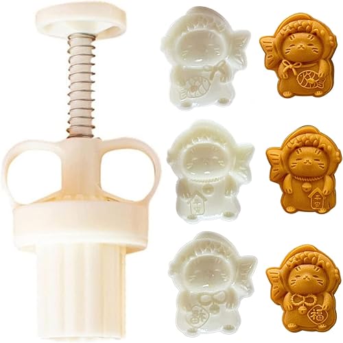 Moldes de plástico con forma de gatos lindos para pastel de luna, accesorios de horneado de bricolaje, accesorios de cocina para festival de