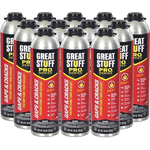 GREAT STUFF PRO Gaps and Cracks - 30oz Fireblock Foam Insulation Sealant, Pack of 12. Closed Cell, Polyurethane Expanding Spray Foam. Seals & Insulates Gaps Up to 3". Applicator Gun Not Included Cover