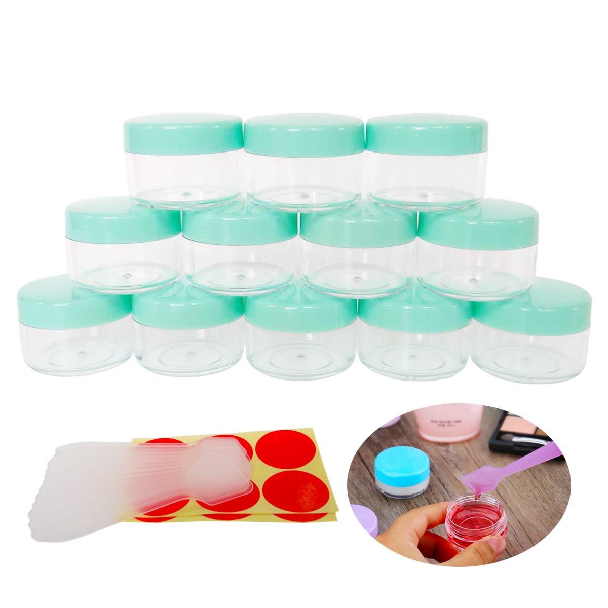 Wopanxye 12pack 15 Gram Small Clear Cosmetic Sample 15ml Empty Containers for Make-up Gifts, Eye-Shadow, Nails, Powder, Gels