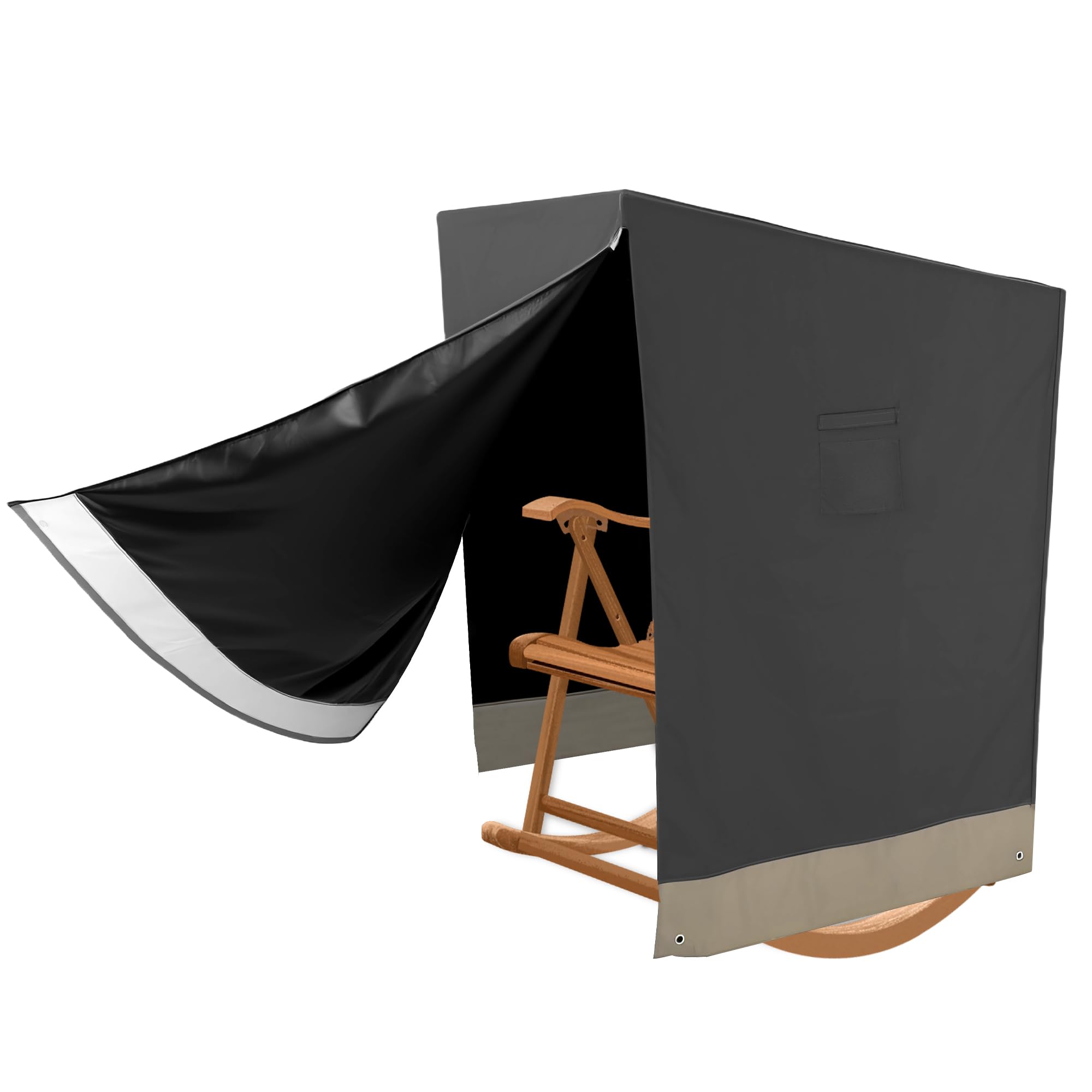 Hängesessel Abdeckung 420D Abdeckplane mit Schaukelstuhl-Abdeckung mit Doppelzipp,Wasserdicht UV-Anti Winterfest Schutzhülle Gartenmöbel Abdeckplane für Hängestuhl(128x105x140/160cm)