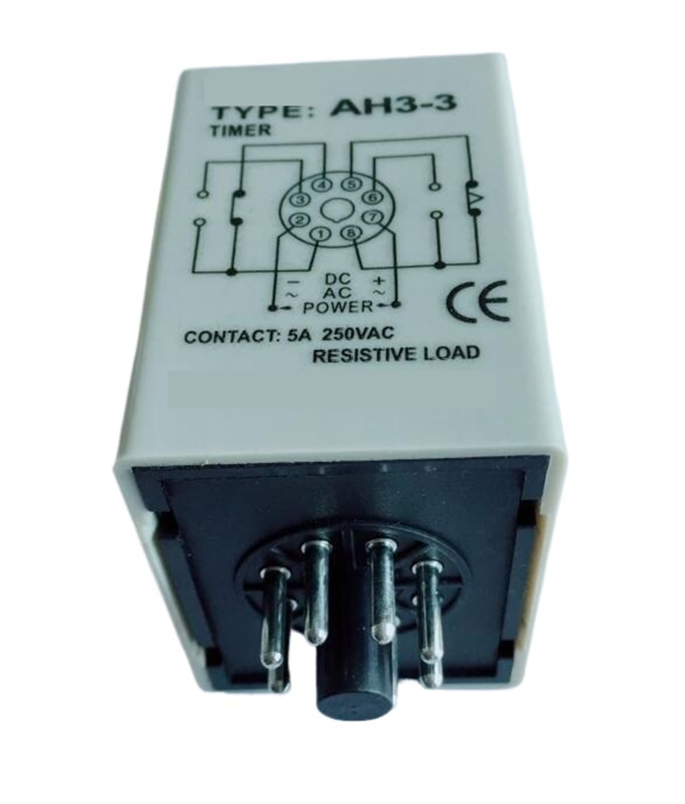 AH3-3 relé de tiempo 12V/24V/36V/110V220V/380V temporizador de retardo relé de tiempo 8 pines con base 3S 6S 10S 30S 60S 3 metros 6M 10M 30M 60M(6M,110V)