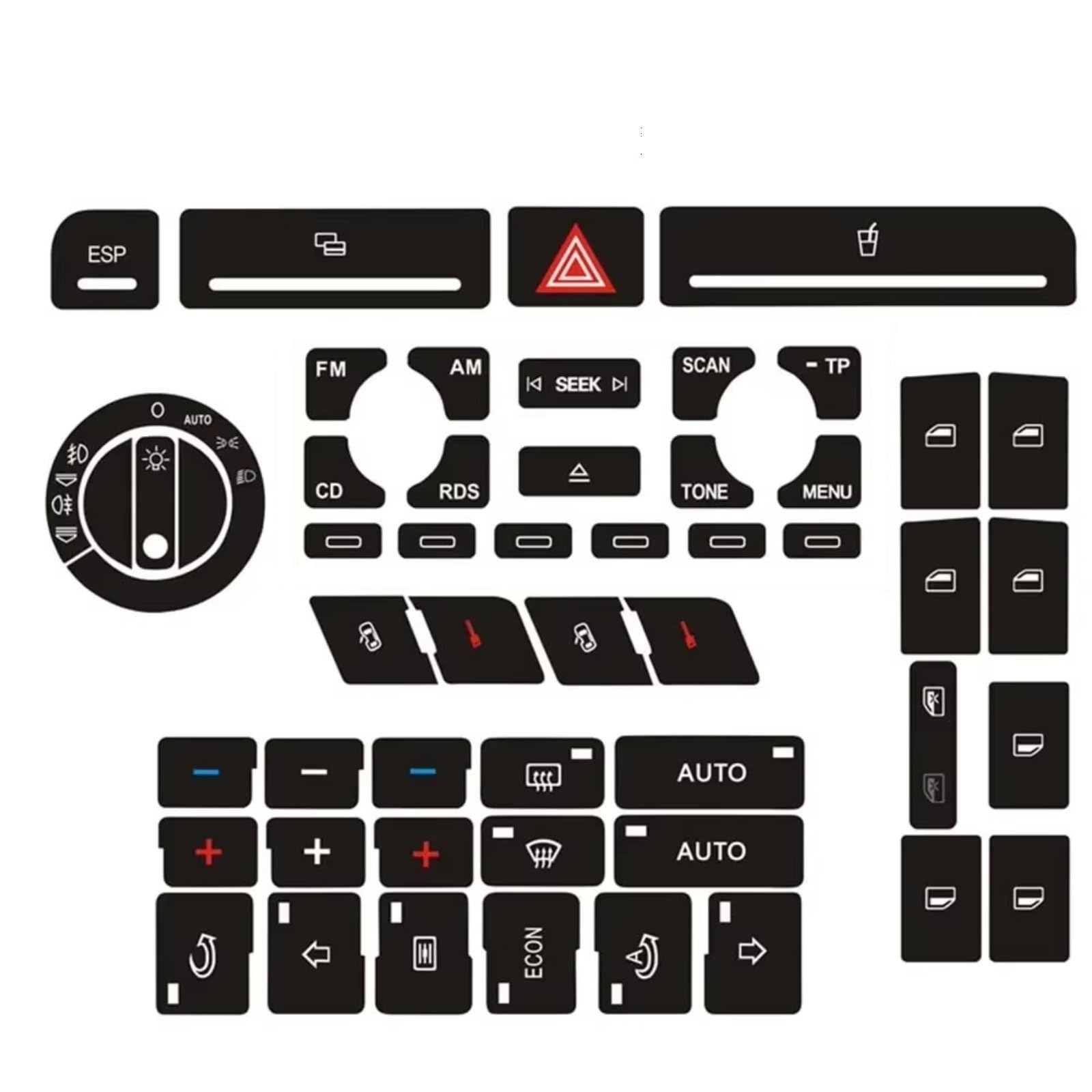 Modification Interior Compatible with A4 B6 B7 Button Worn Knob Switch Car Button Repair Decal Sticker Air Condition Climate Control Button Repair Sticker
