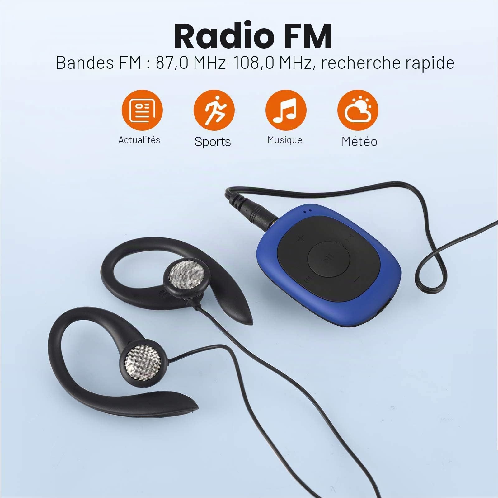AGPTEK 64Go Lecteur MP3 avec Clip,Baladeur MP3 Sport Portable