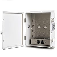 Vista 13 de Caja de conexiones eléctricas para exteriores con toma de alta potencia, carcasa resistente al agua ABS con panel de montaje interno y cubierta