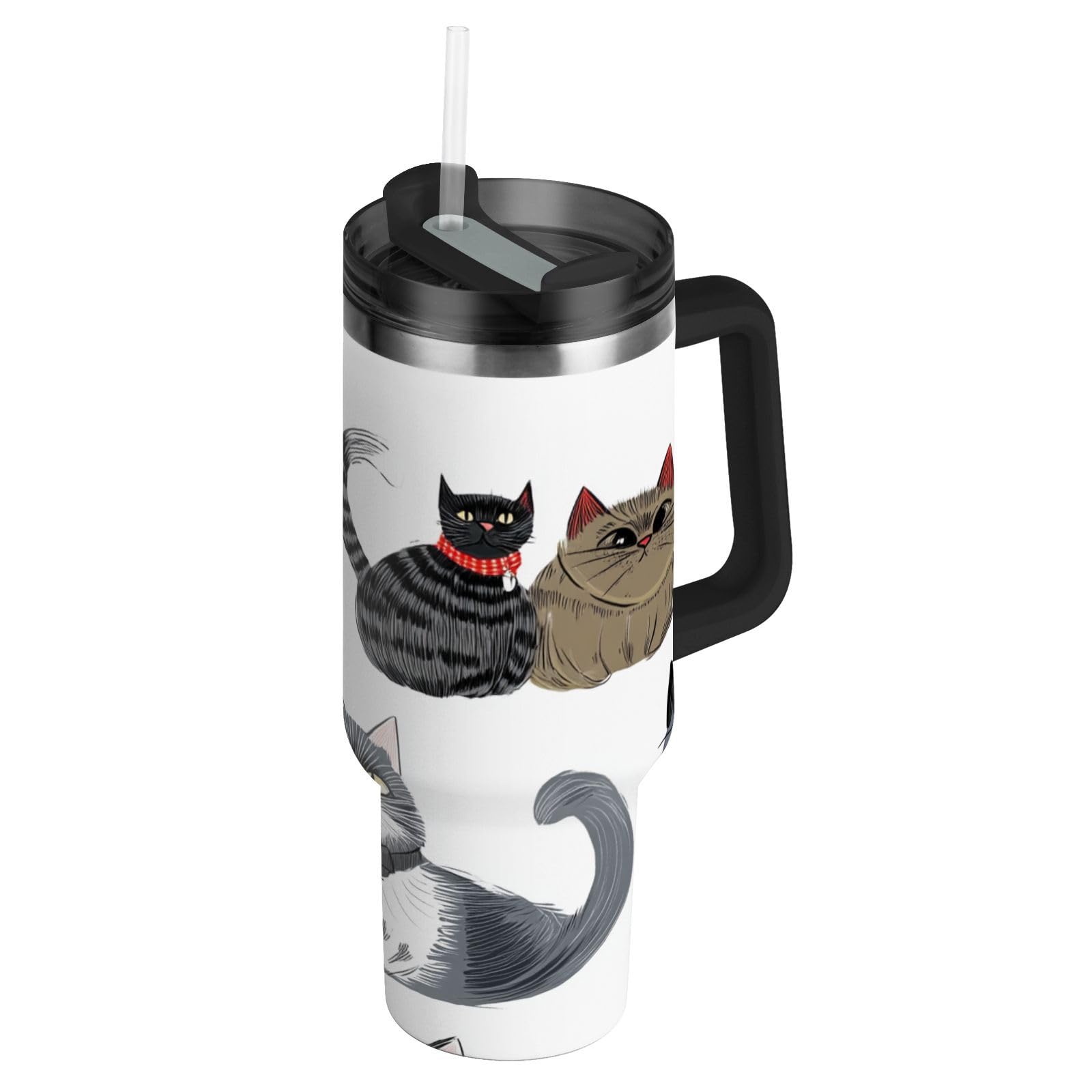 Vacuum Reusable Kids Water Bottle with Straw Leak Resistant Flip Portable Coffee Mug for Home Office or Car